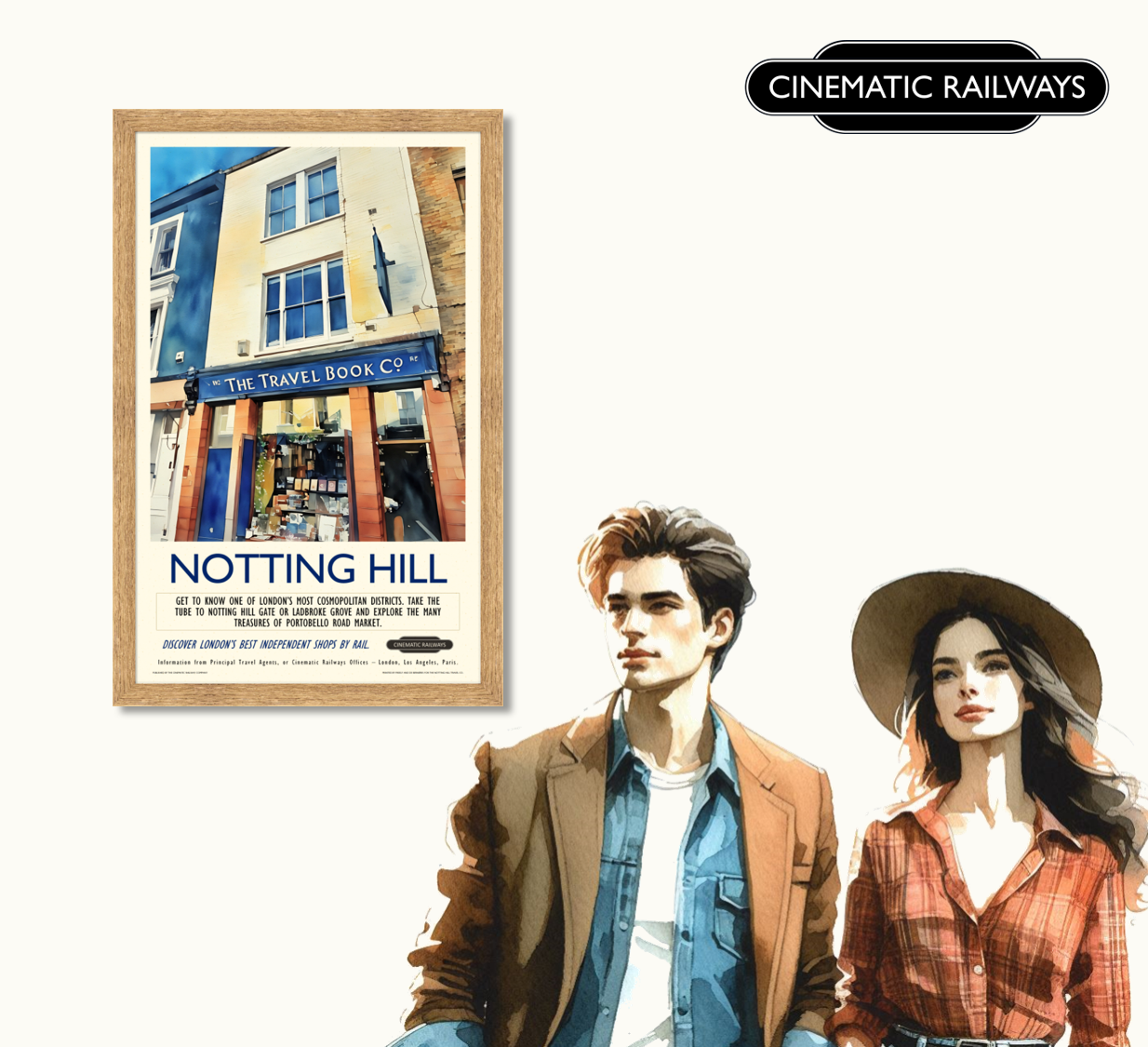 Notting Hill  - a vintage travel poster inspired by your favourite film / movie - Cinematic Railways
