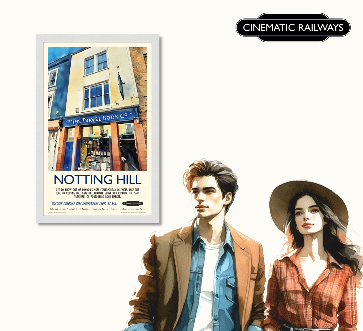 Notting Hill  - a vintage travel poster inspired by your favourite film / movie - Cinematic Railways