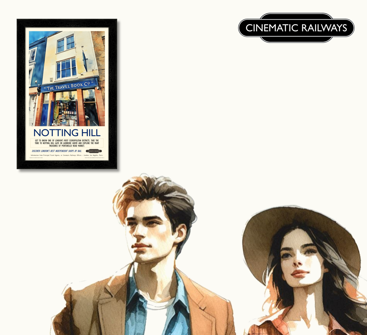 Notting Hill  - a vintage travel poster inspired by your favourite film / movie - Cinematic Railways