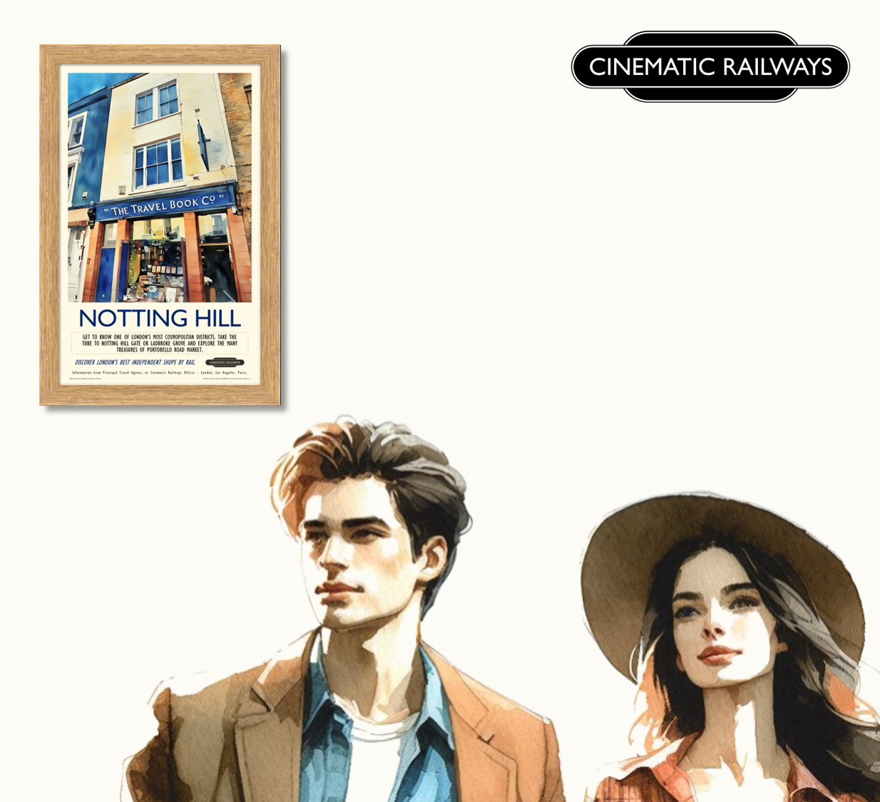 Notting Hill  - a vintage travel poster inspired by your favourite film / movie - Cinematic Railways