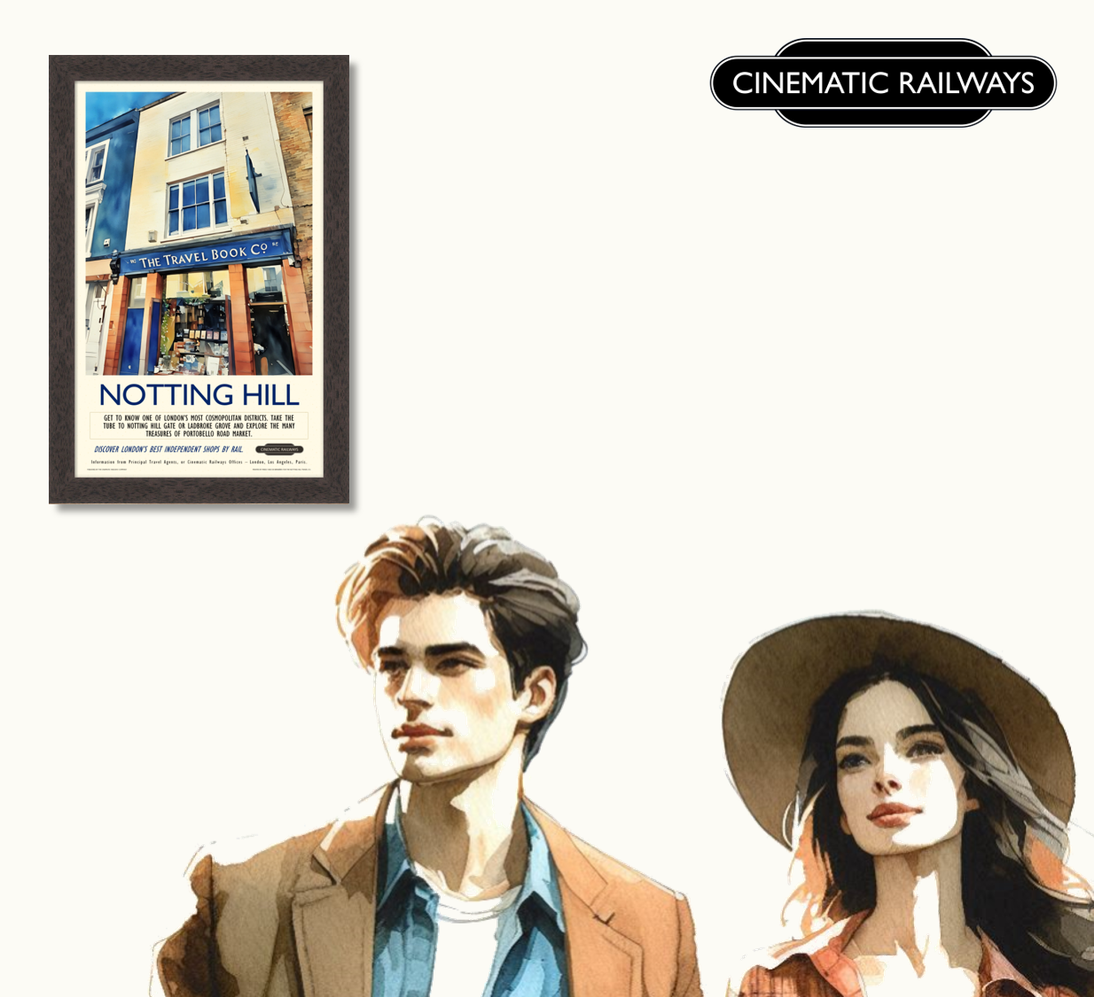 Notting Hill  - a vintage travel poster inspired by your favourite film / movie - Cinematic Railways