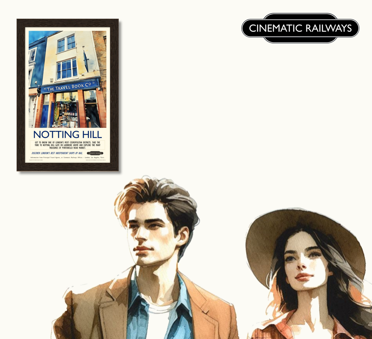 Notting Hill  - a vintage travel poster inspired by your favourite film / movie - Cinematic Railways