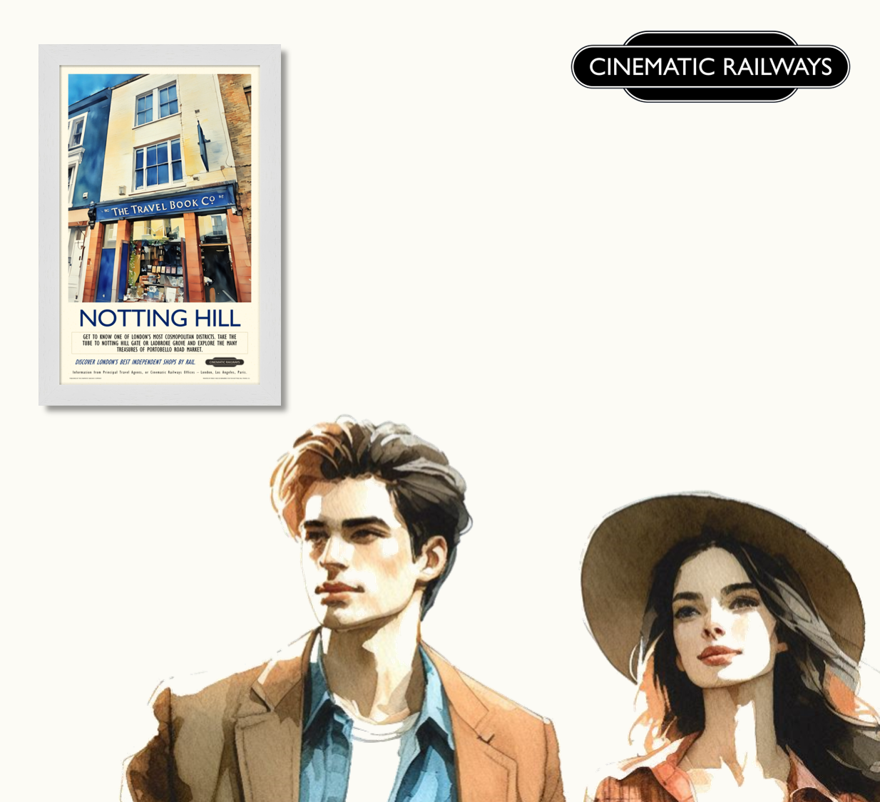 Notting Hill  - a vintage travel poster inspired by your favourite film / movie - Cinematic Railways
