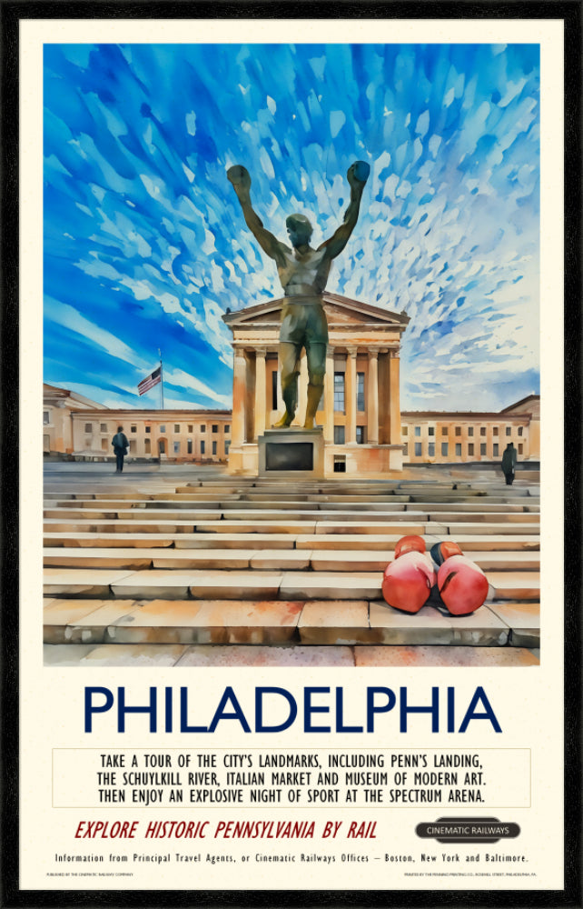 Philadelphia - a vintage travel poster inspired by your favourite film / movie - Cinematic Railways