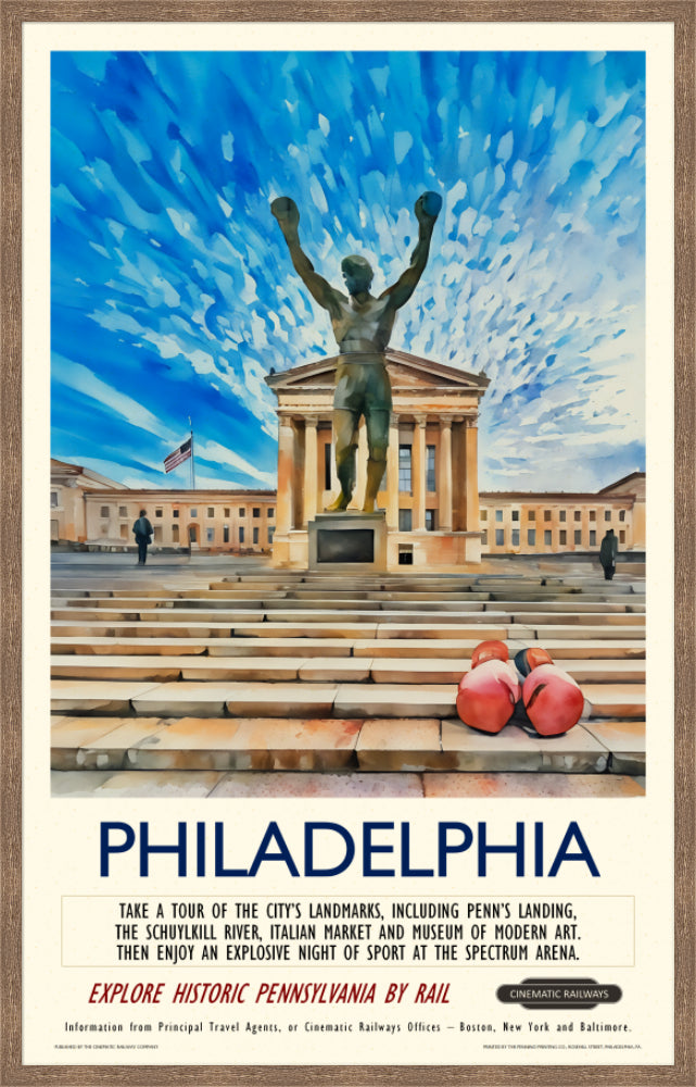 Philadelphia - a vintage travel poster inspired by your favourite film / movie - Cinematic Railways