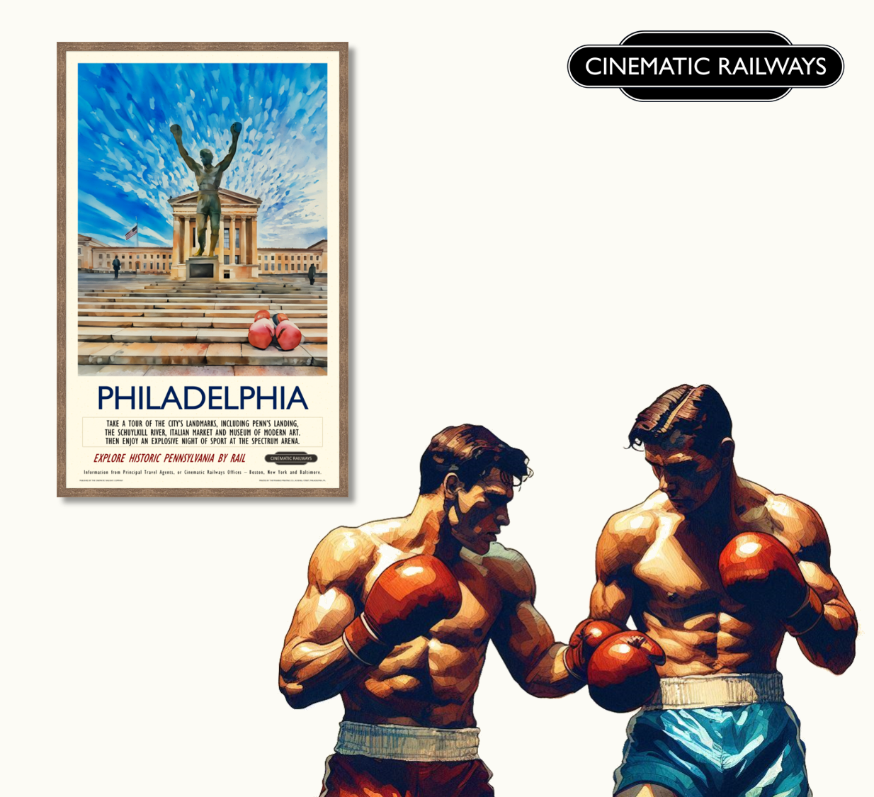 Philadelphia - a vintage travel poster inspired by your favourite film / movie - Cinematic Railways