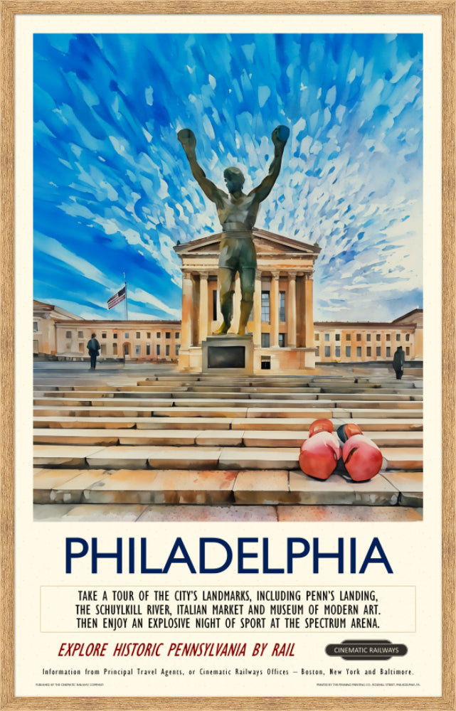 Philadelphia - a vintage travel poster inspired by your favourite film / movie - Cinematic Railways