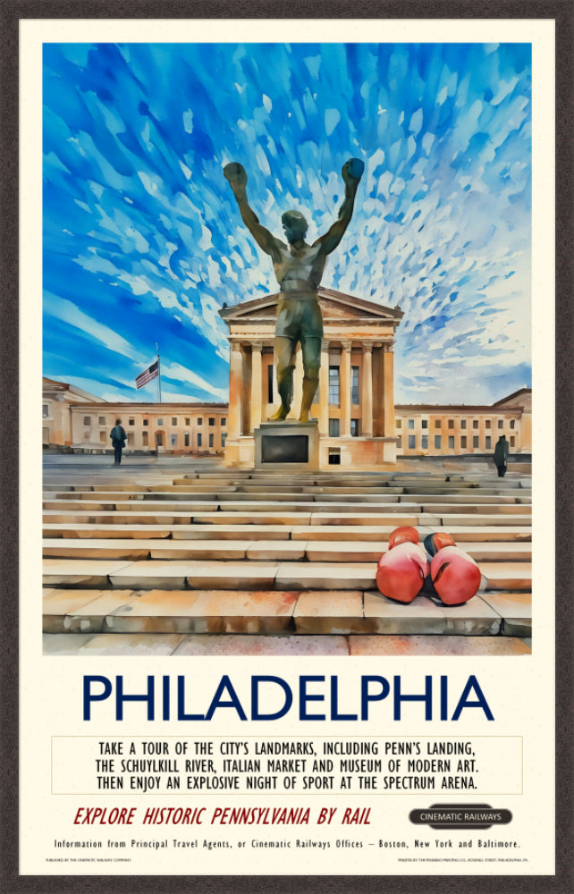 Philadelphia - a vintage travel poster inspired by your favourite film / movie - Cinematic Railways