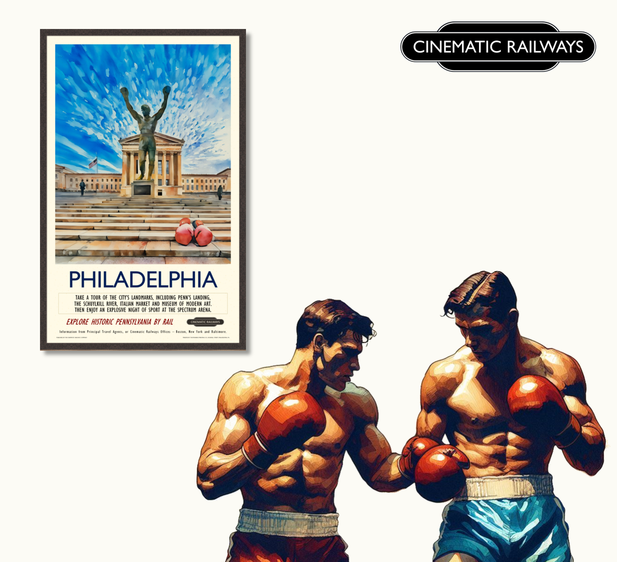 Philadelphia - a vintage travel poster inspired by your favourite film / movie - Cinematic Railways