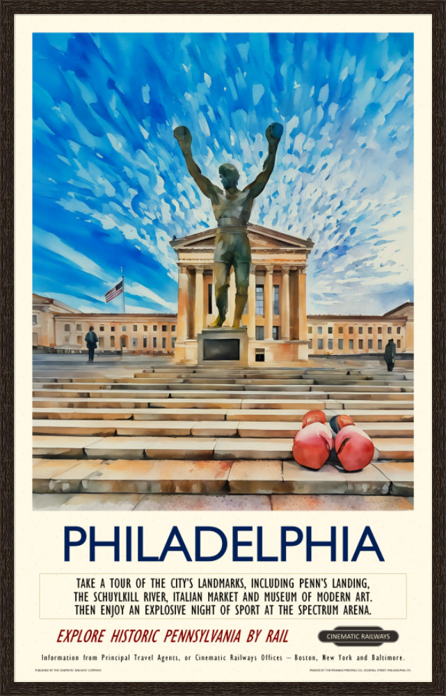 Philadelphia - a vintage travel poster inspired by your favourite film / movie - Cinematic Railways