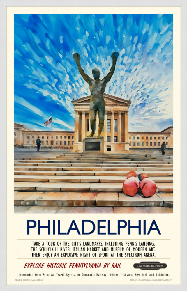 Philadelphia - a vintage travel poster inspired by your favourite film / movie - Cinematic Railways