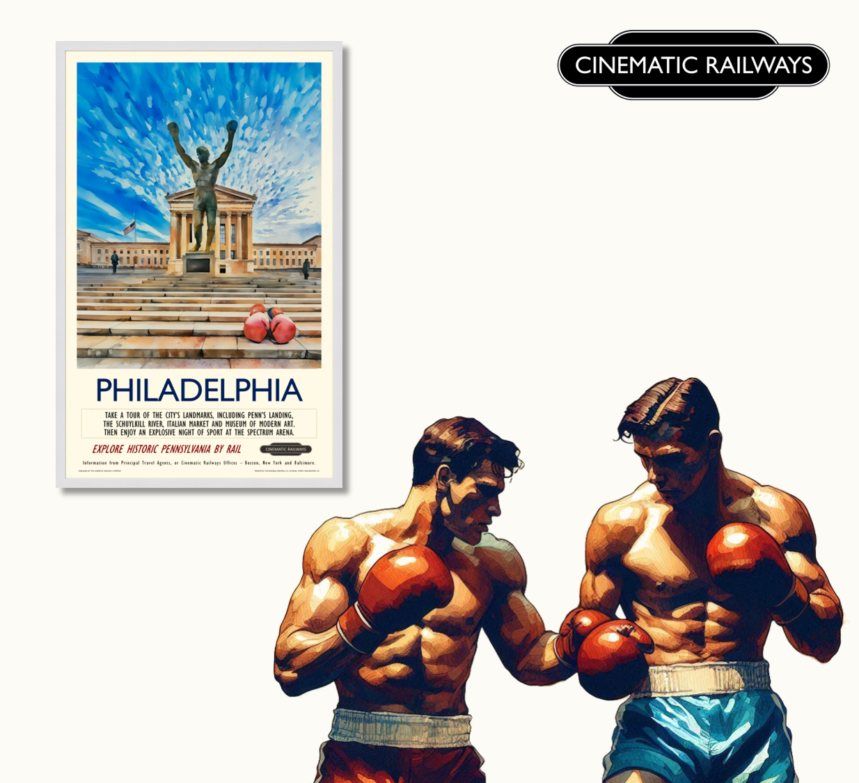 Philadelphia - a vintage travel poster inspired by your favourite film / movie - Cinematic Railways