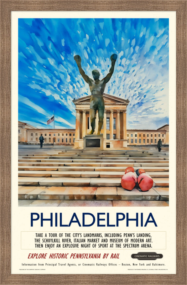 Philadelphia - a vintage travel poster inspired by your favourite film / movie - Cinematic Railways