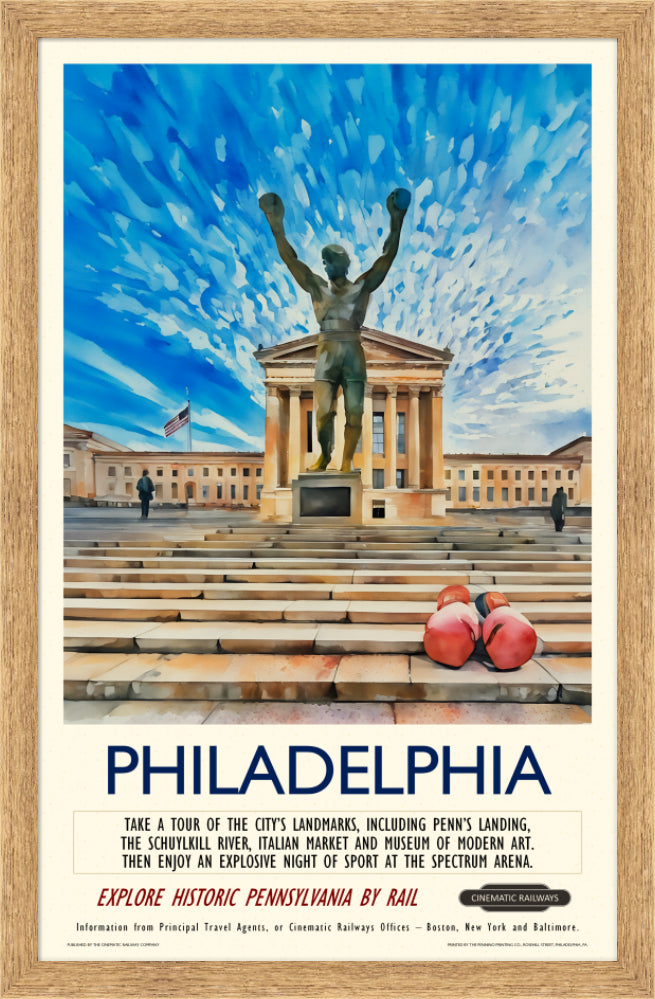 Philadelphia - a vintage travel poster inspired by your favourite film / movie - Cinematic Railways