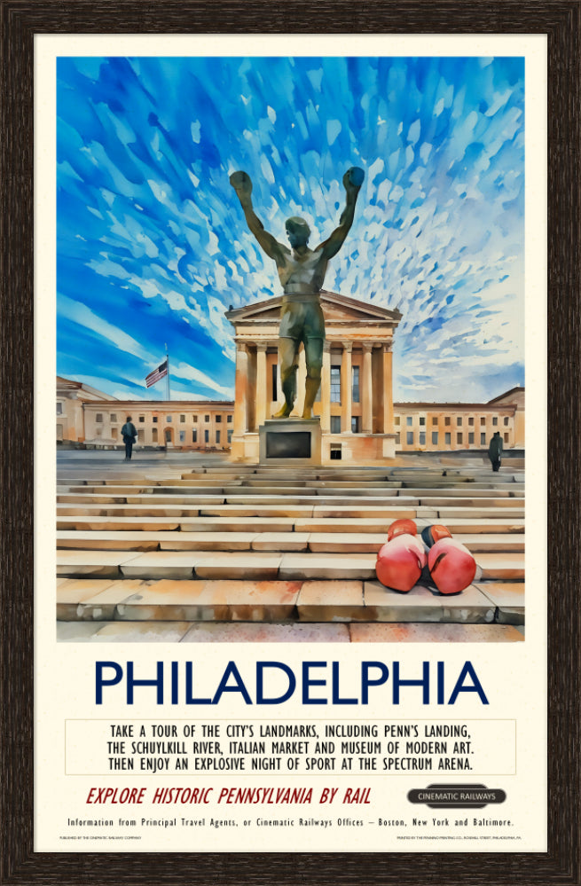 Philadelphia - a vintage travel poster inspired by your favourite film / movie - Cinematic Railways