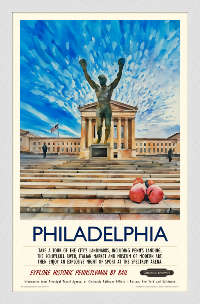 Philadelphia - a vintage travel poster inspired by your favourite film / movie - Cinematic Railways