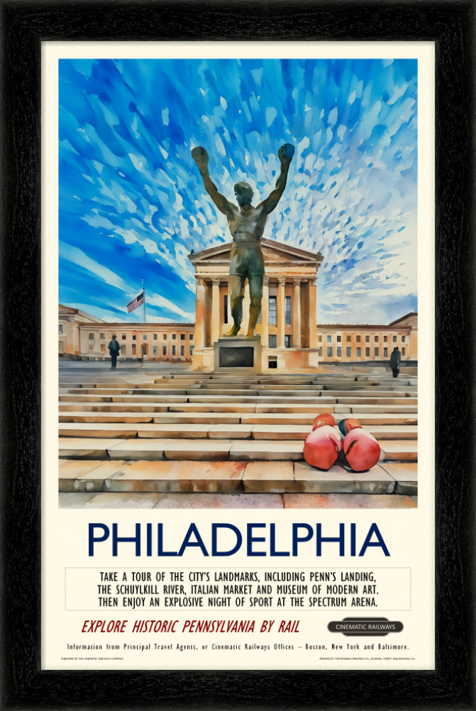 Philadelphia - a vintage travel poster inspired by your favourite film / movie - Cinematic Railways