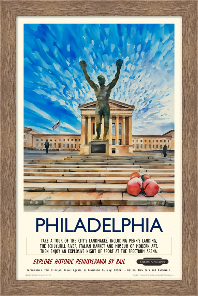 Philadelphia - a vintage travel poster inspired by your favourite film / movie - Cinematic Railways