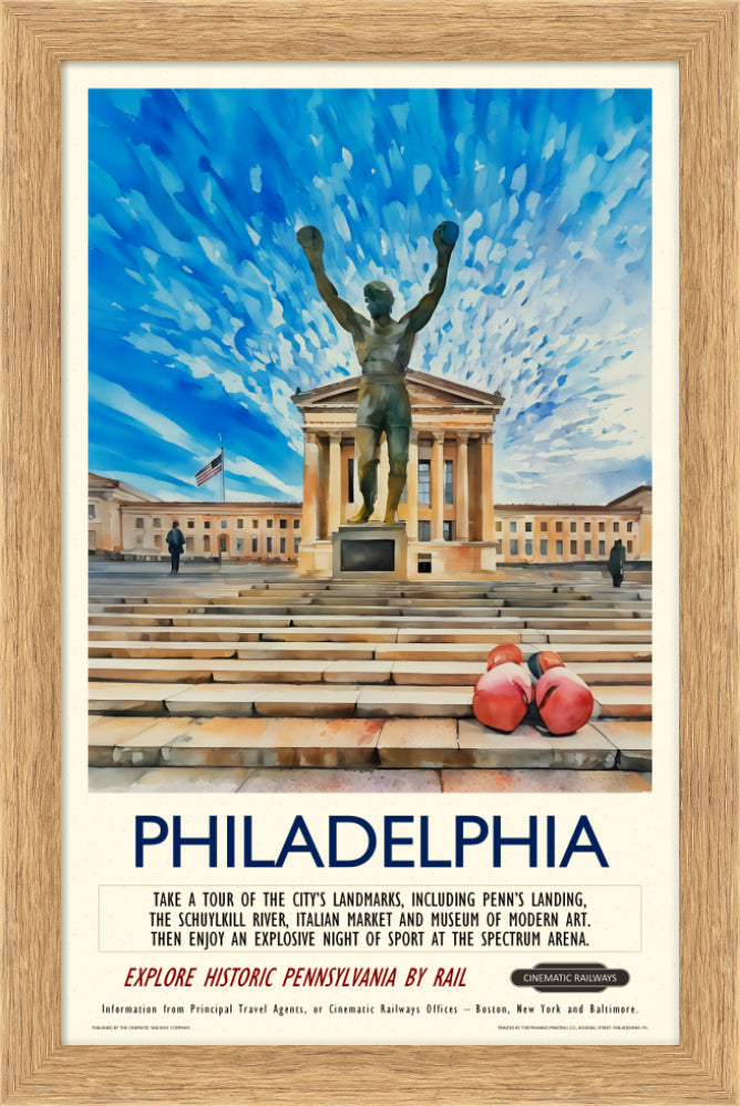 Philadelphia - a vintage travel poster inspired by your favourite film / movie - Cinematic Railways