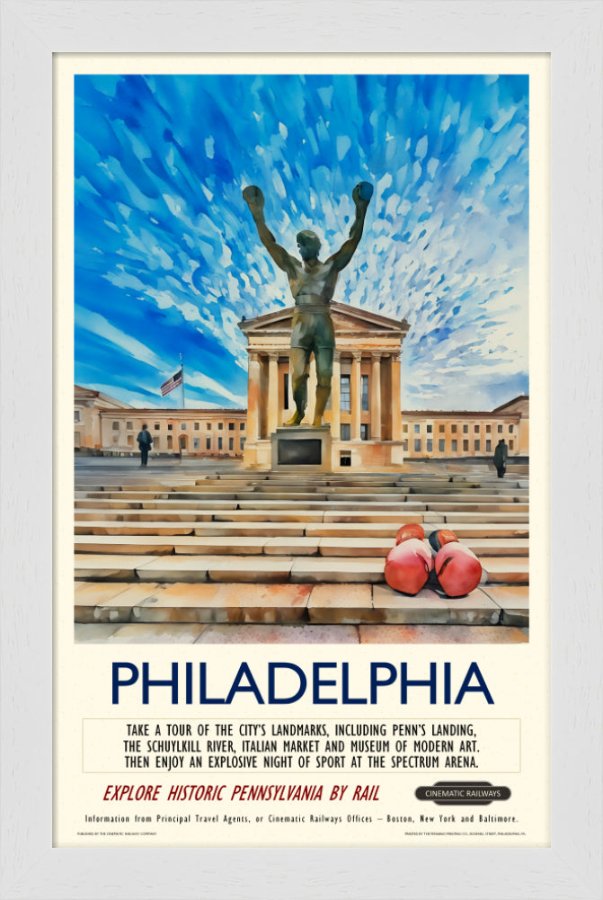Philadelphia - a vintage travel poster inspired by your favourite film / movie - Cinematic Railways