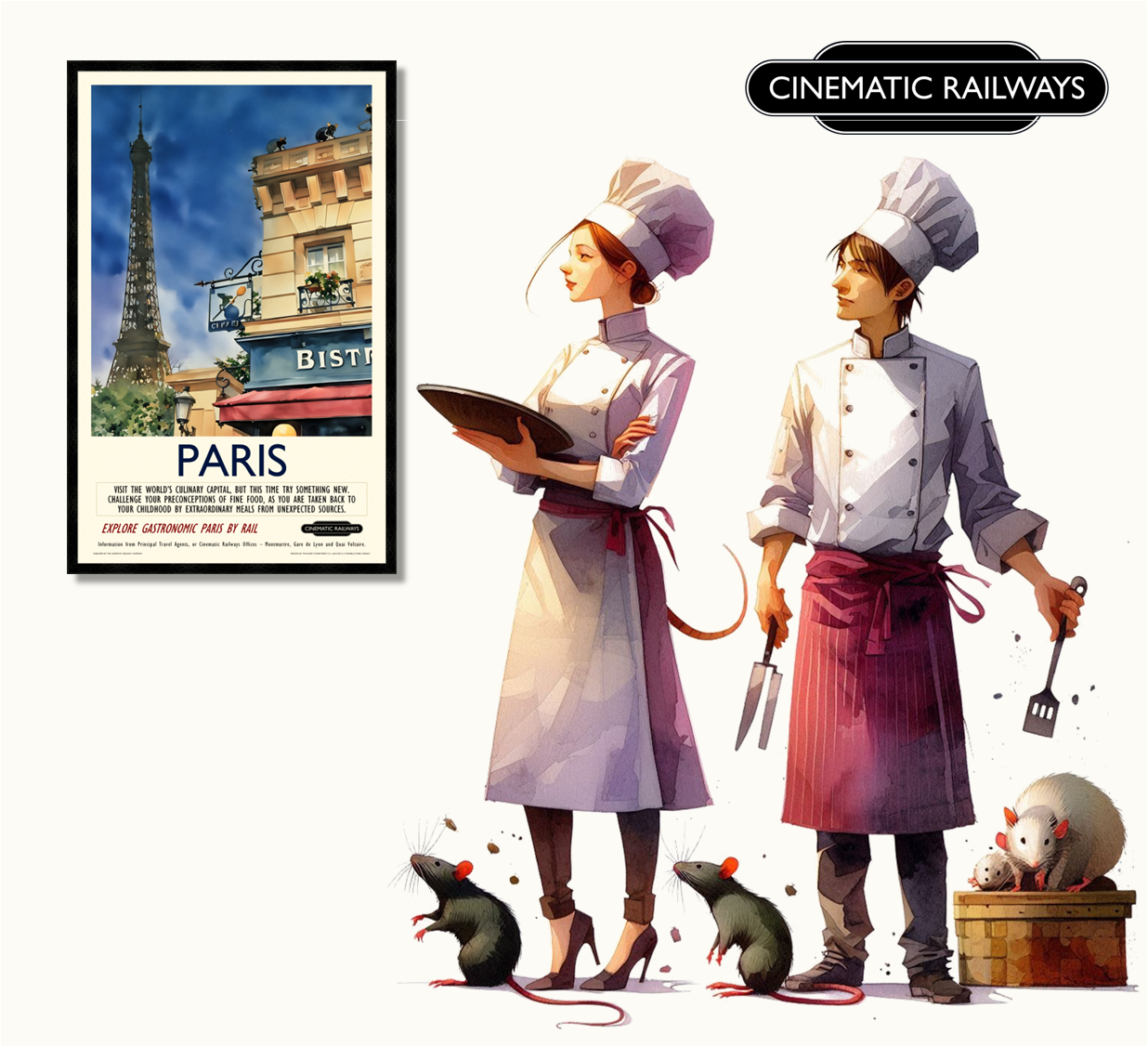 Paris - a vintage travel poster inspired by your favourite film / movie - Cinematic Railways