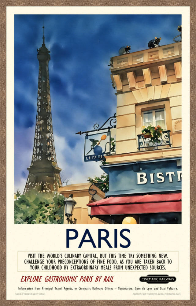 Paris - a vintage travel poster inspired by your favourite film / movie - Cinematic Railways