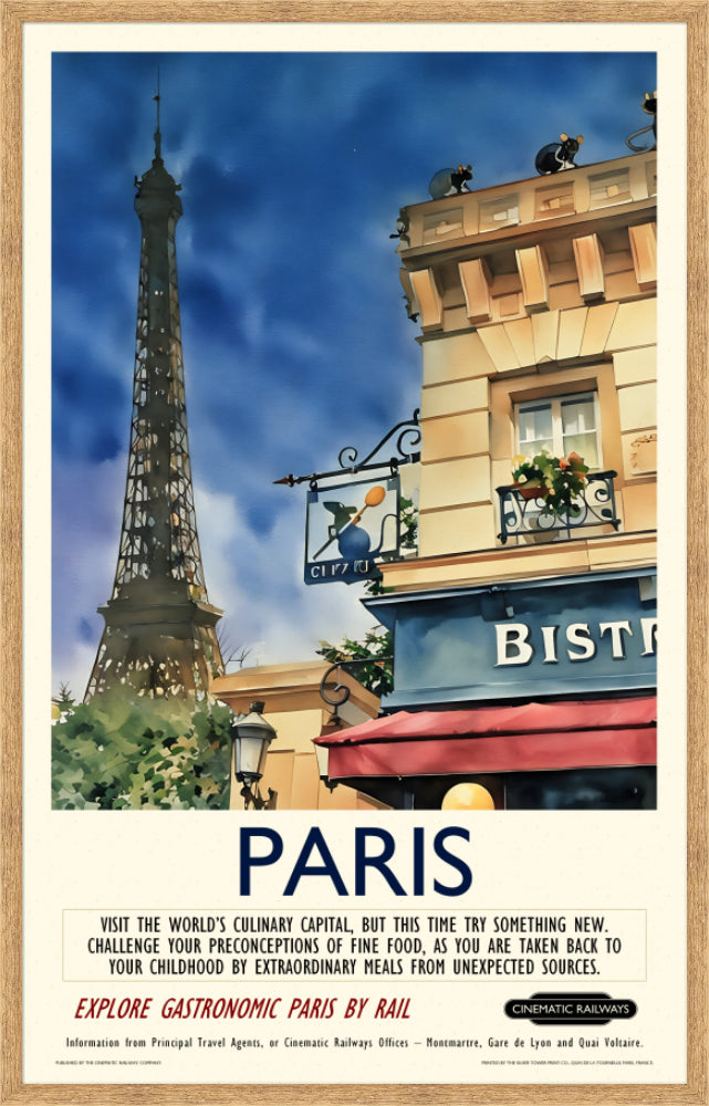 Paris - a vintage travel poster inspired by your favourite film / movie - Cinematic Railways