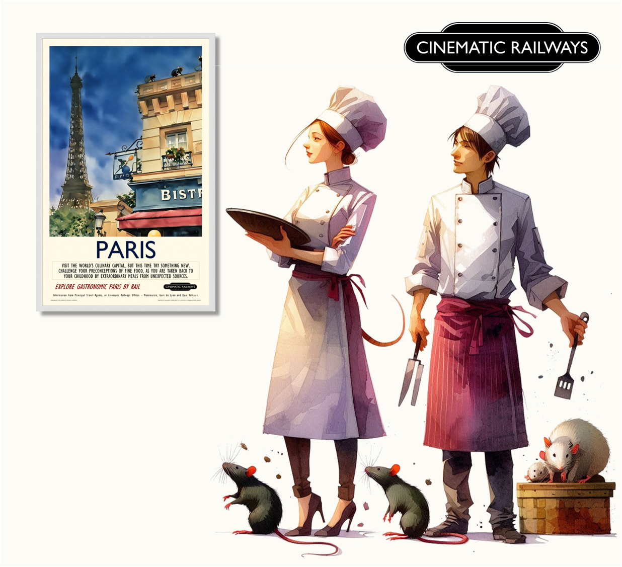 Paris - a vintage travel poster inspired by your favourite film / movie - Cinematic Railways