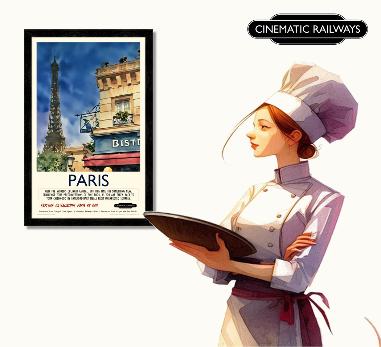Paris - a vintage travel poster inspired by your favourite film / movie - Cinematic Railways