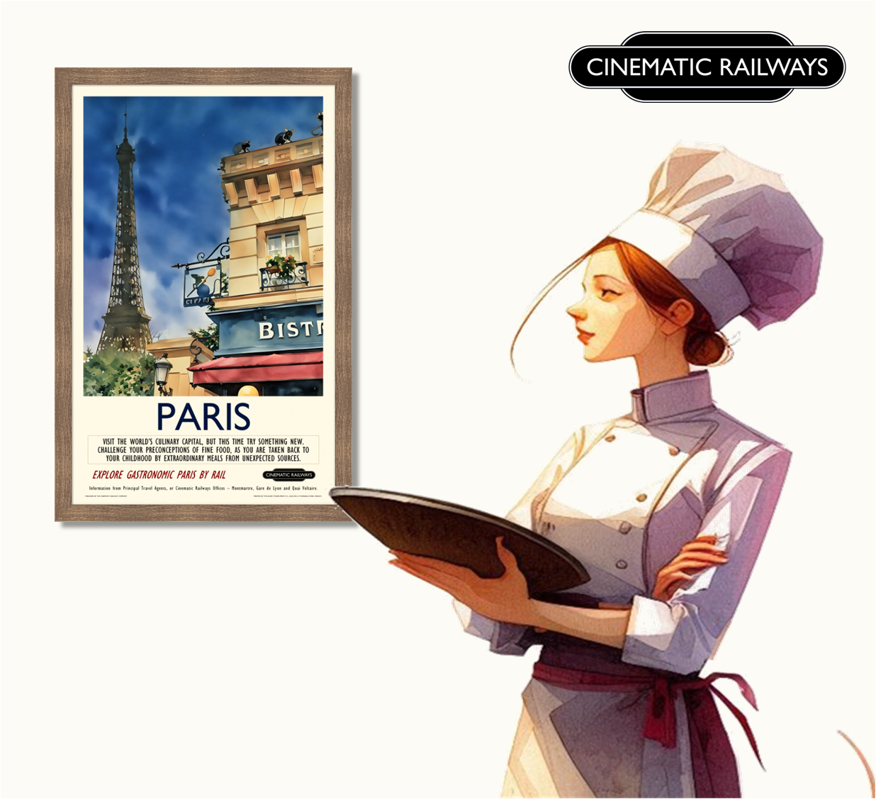Paris - a vintage travel poster inspired by your favourite film / movie - Cinematic Railways