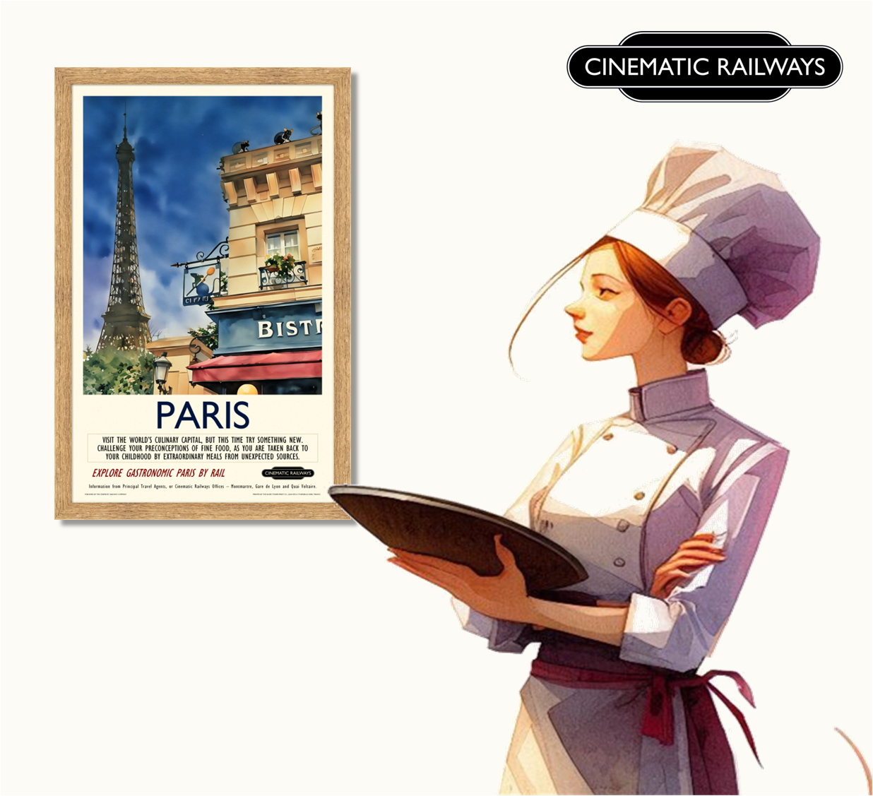 Paris - a vintage travel poster inspired by your favourite film / movie - Cinematic Railways
