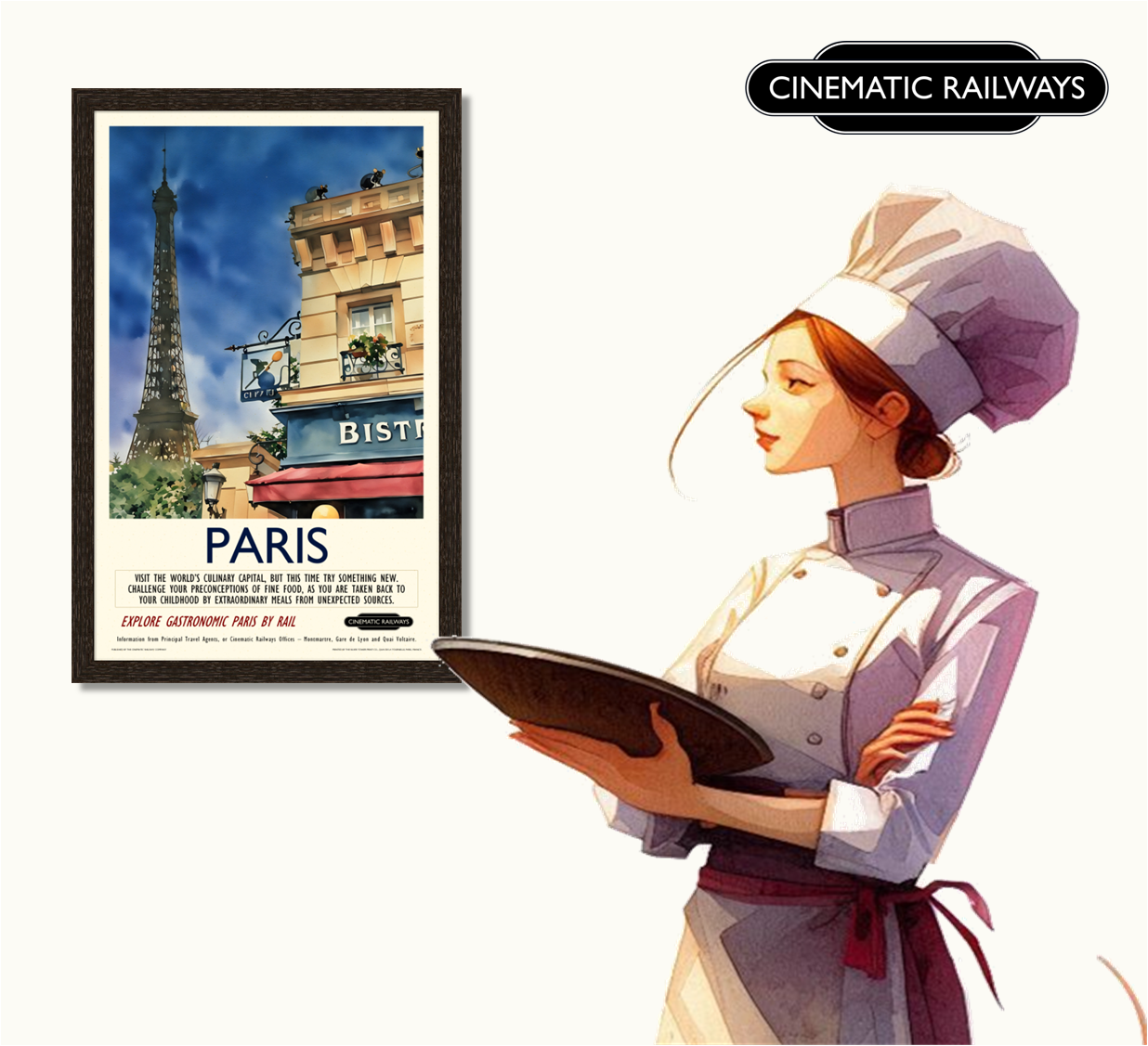 Paris - a vintage travel poster inspired by your favourite film / movie - Cinematic Railways