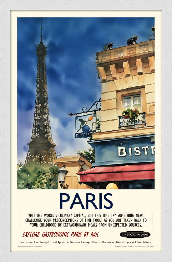 Paris - a vintage travel poster inspired by your favourite film / movie - Cinematic Railways