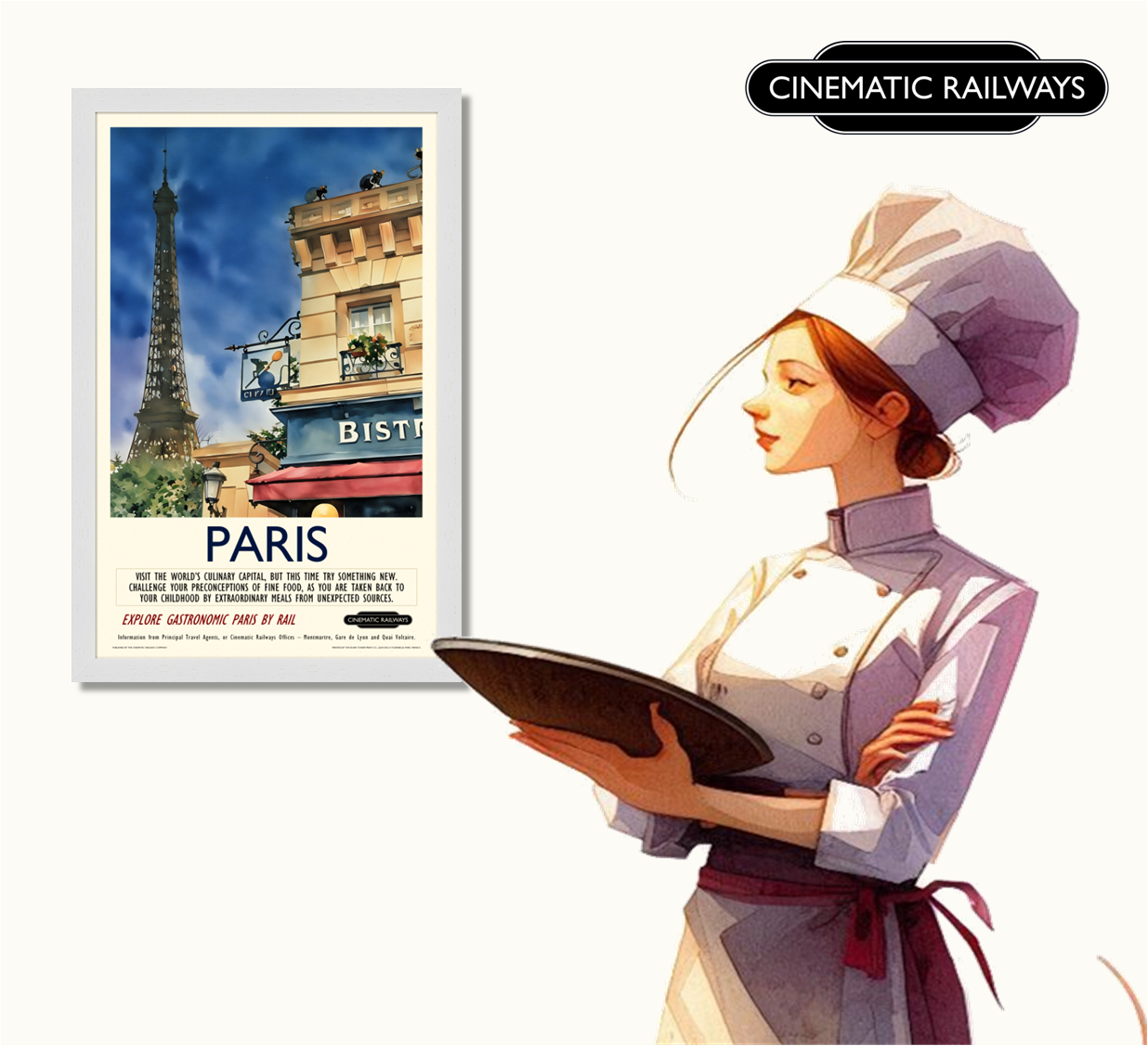Paris - a vintage travel poster inspired by your favourite film / movie - Cinematic Railways