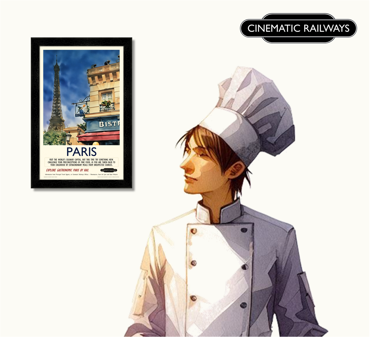 Paris - a vintage travel poster inspired by your favourite film / movie - Cinematic Railways