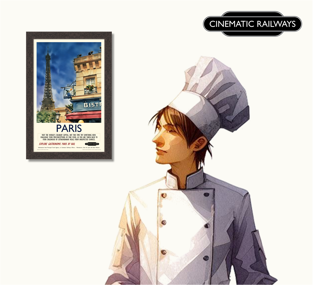 Paris - a vintage travel poster inspired by your favourite film / movie - Cinematic Railways