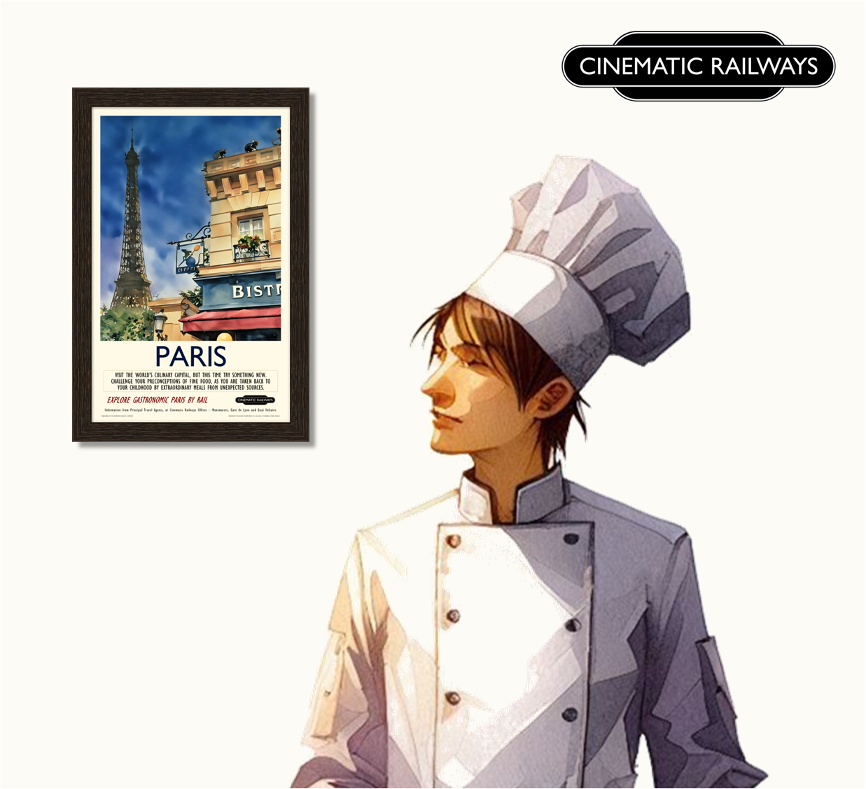 Paris - a vintage travel poster inspired by your favourite film / movie - Cinematic Railways