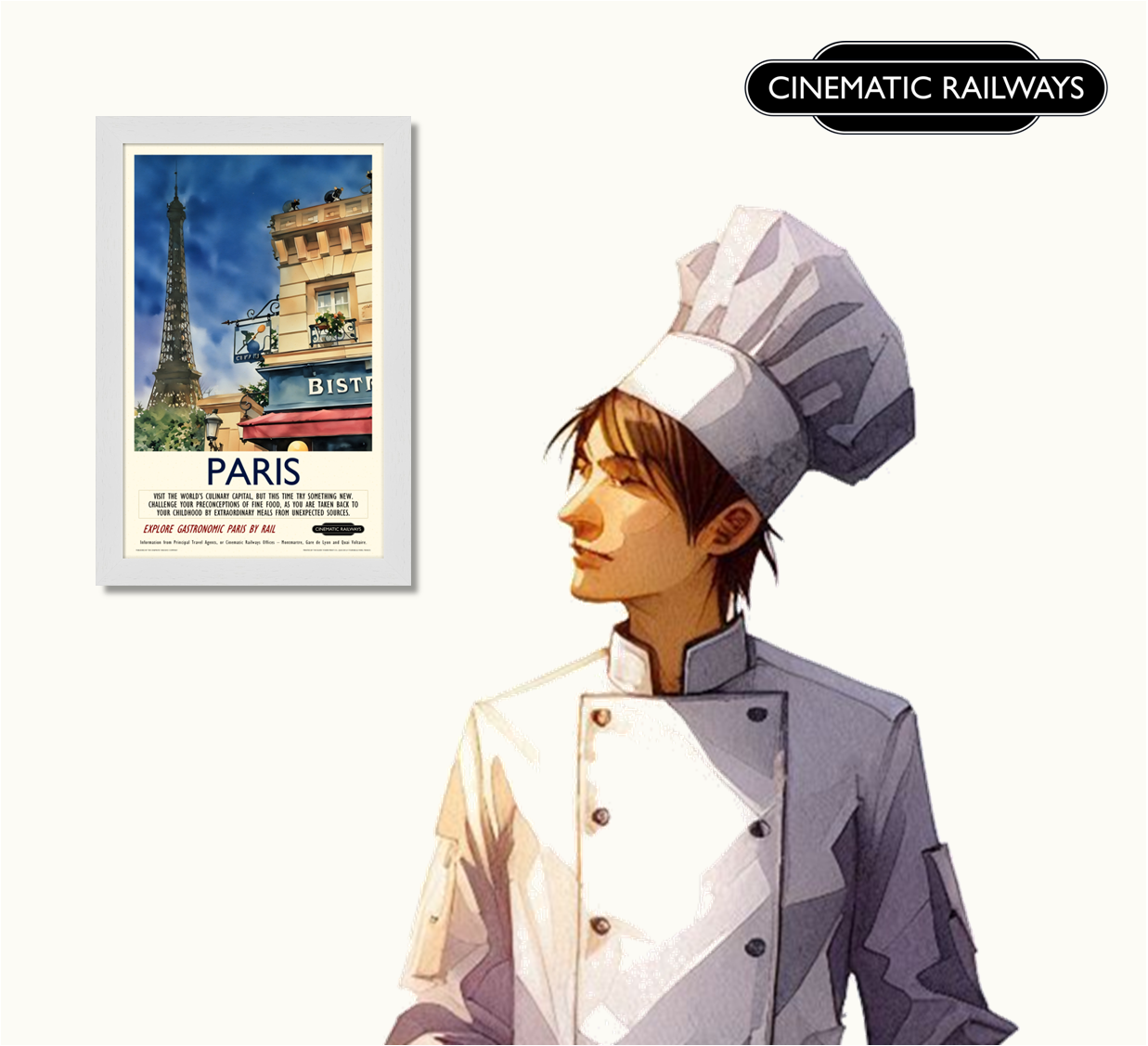 Paris - a vintage travel poster inspired by your favourite film / movie - Cinematic Railways