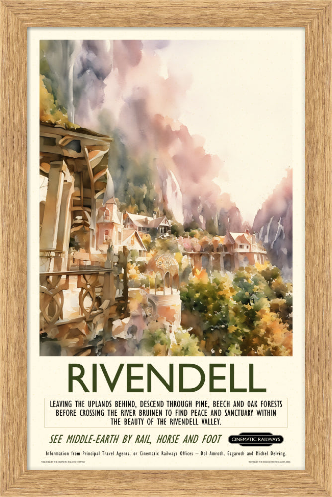 Rivendell - a vintage travel poster inspired by your favourite film / movie - Cinematic Railways