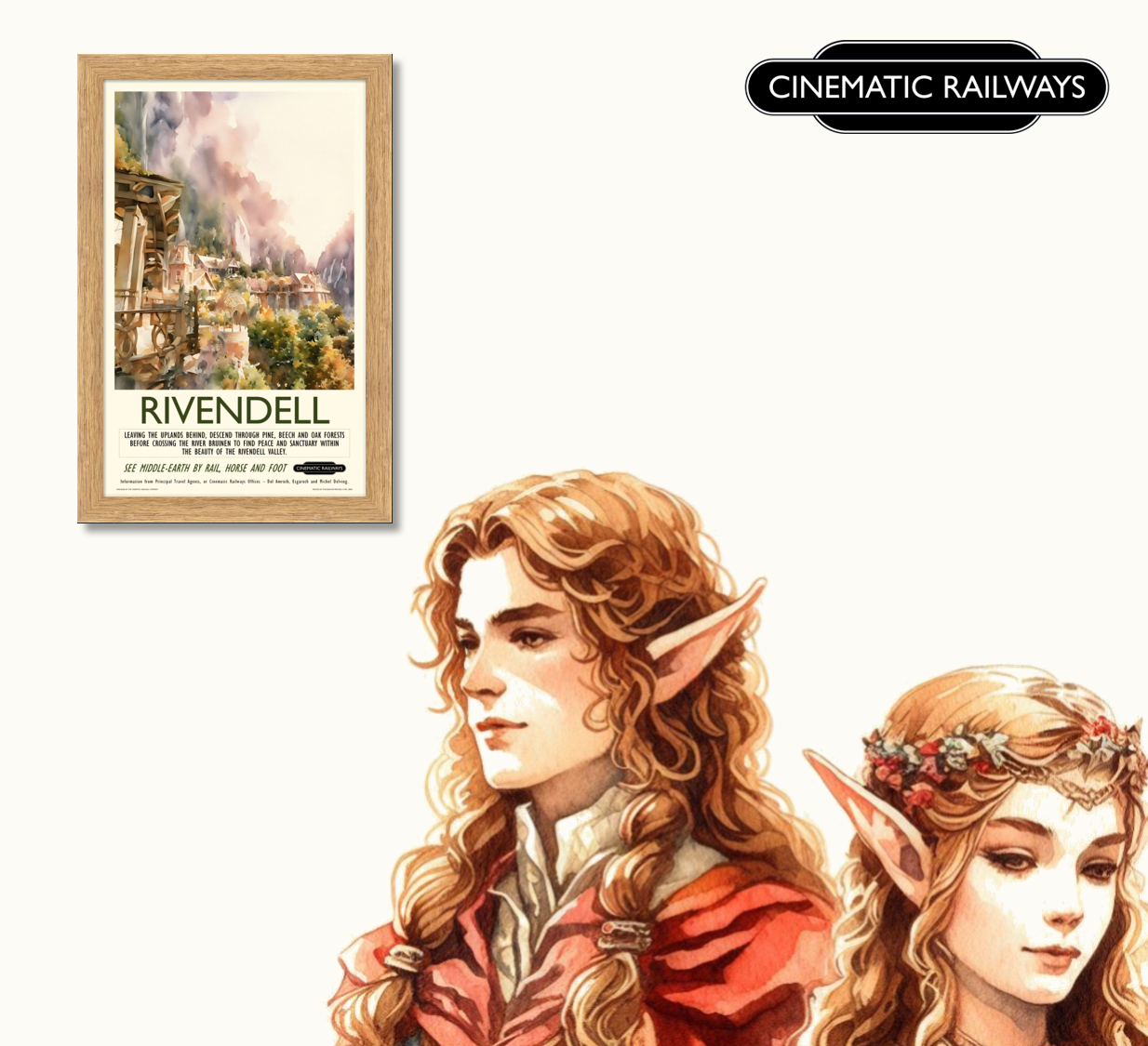 Rivendell - a vintage travel poster inspired by your favourite film / movie - Cinematic Railways