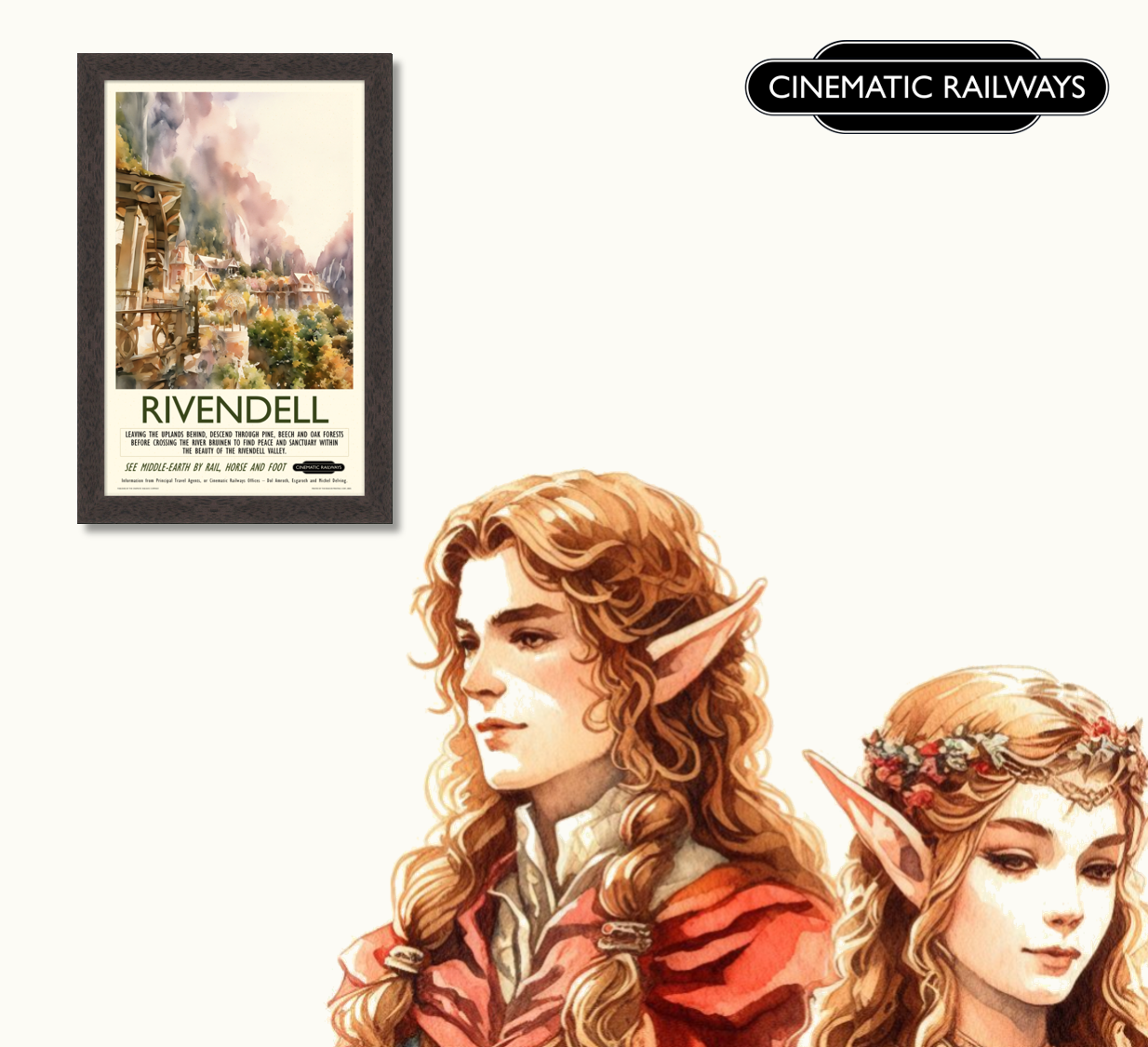 Rivendell - a vintage travel poster inspired by your favourite film / movie - Cinematic Railways