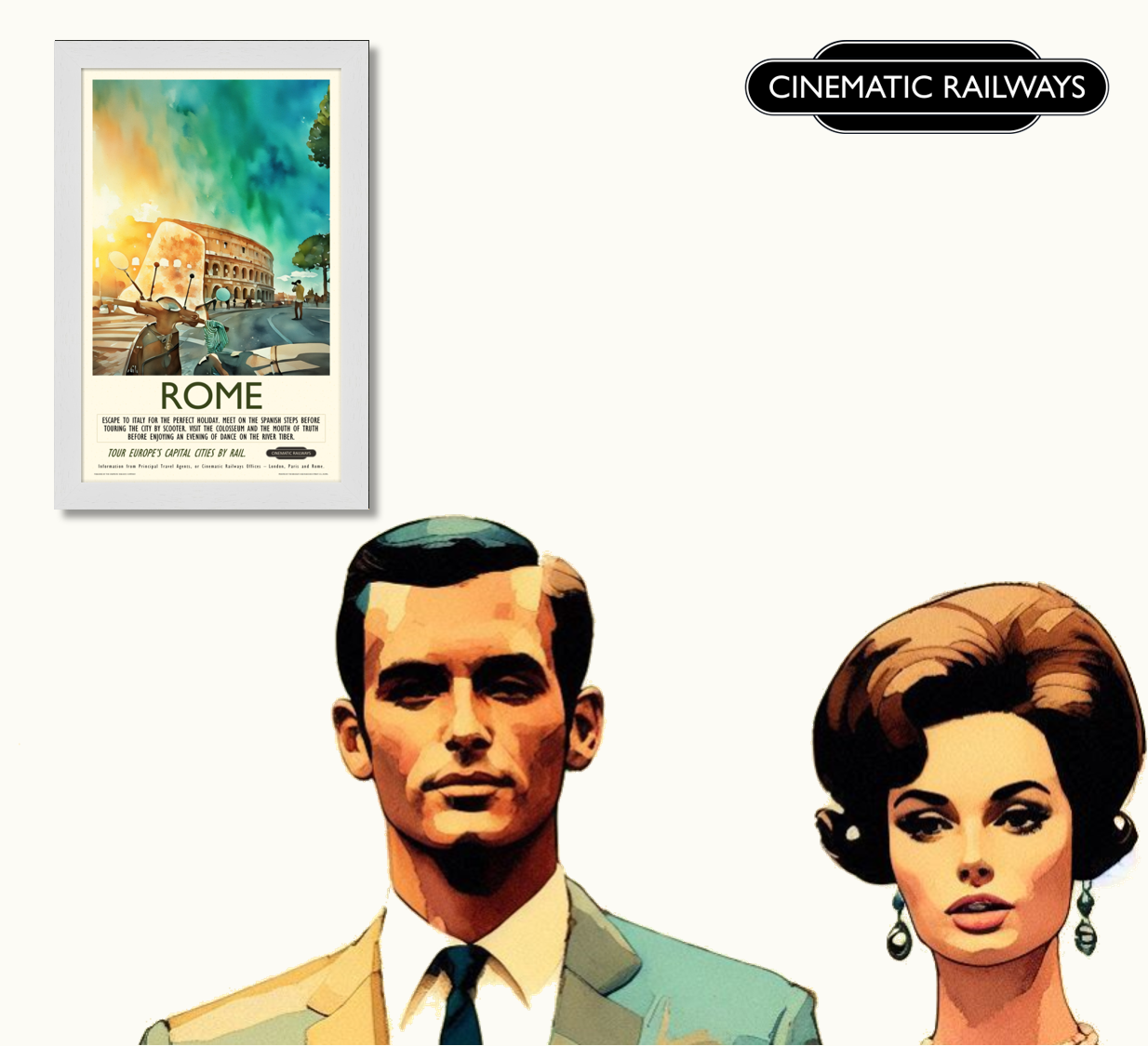 Rome - a vintage travel poster inspired by your favourite film / movie - Cinematic Railways