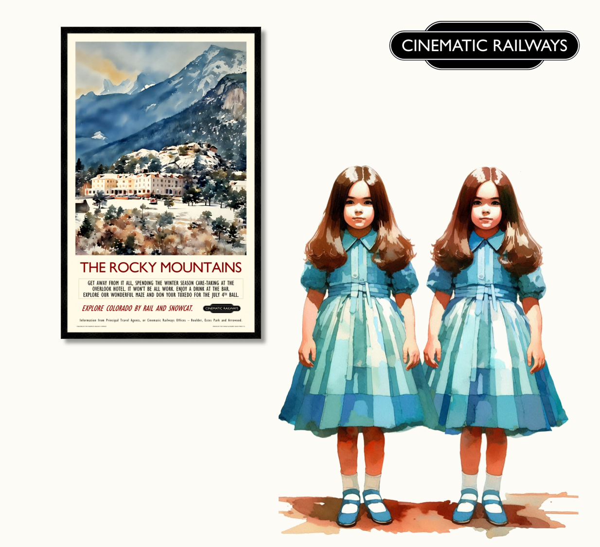 The Rocky Mountains - a vintage travel poster inspired by your favourite film / movie - Cinematic Railways