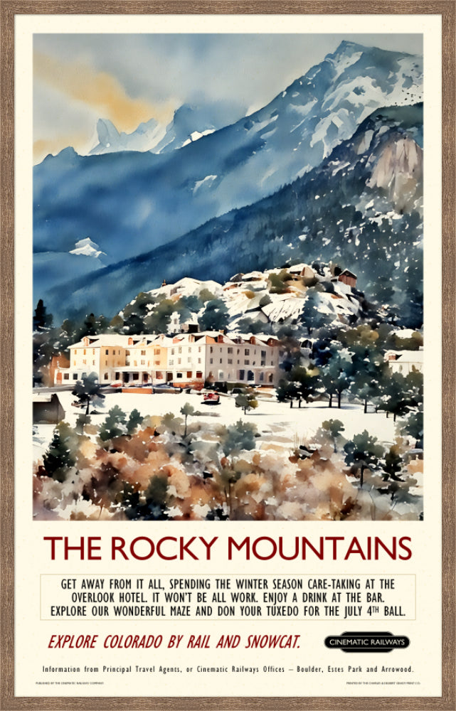 The Rocky Mountains - a vintage travel poster inspired by your favourite film / movie - Cinematic Railways