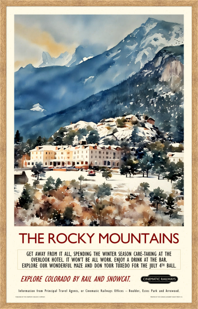 The Rocky Mountains - a vintage travel poster inspired by your favourite film / movie - Cinematic Railways