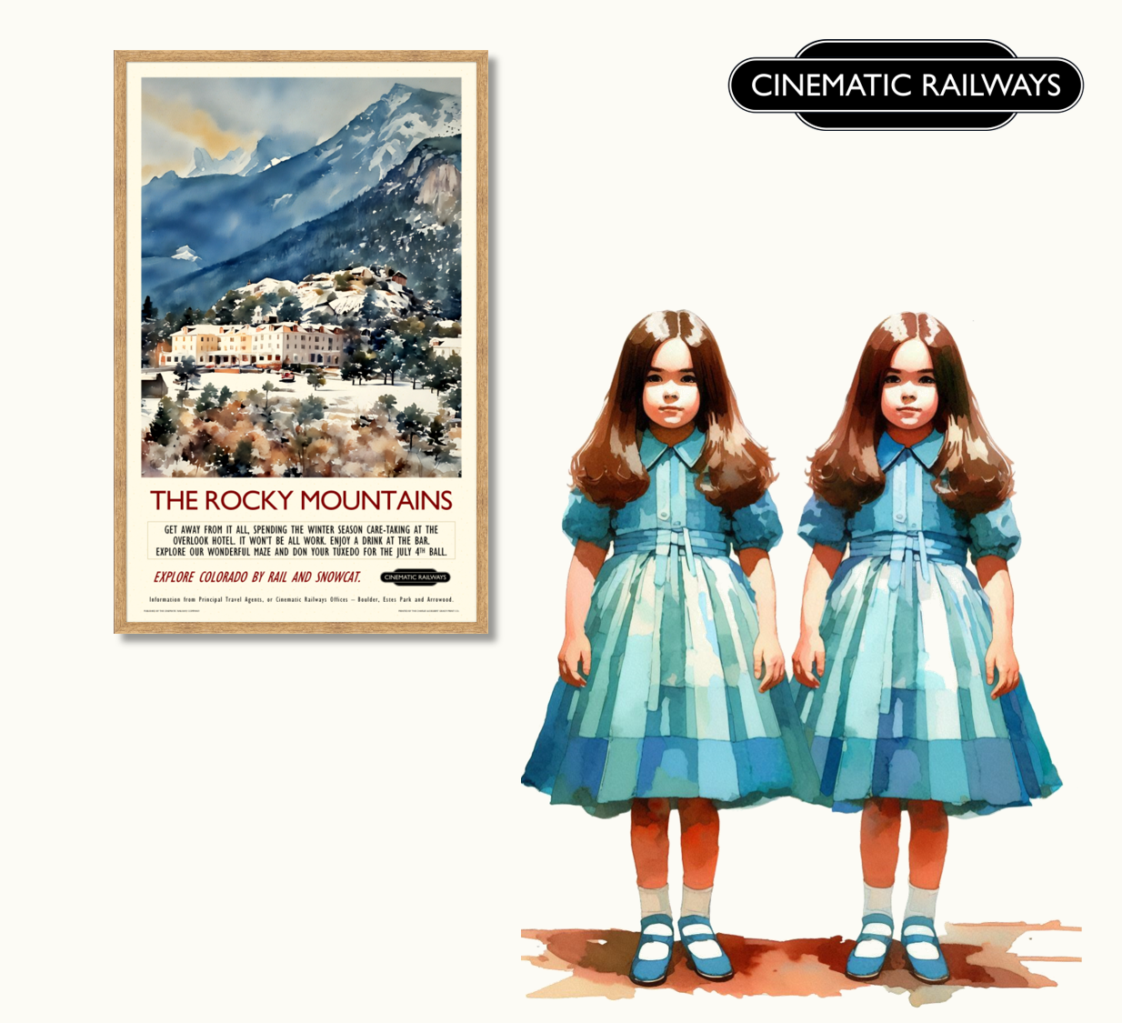 The Rocky Mountains - a vintage travel poster inspired by your favourite film / movie - Cinematic Railways