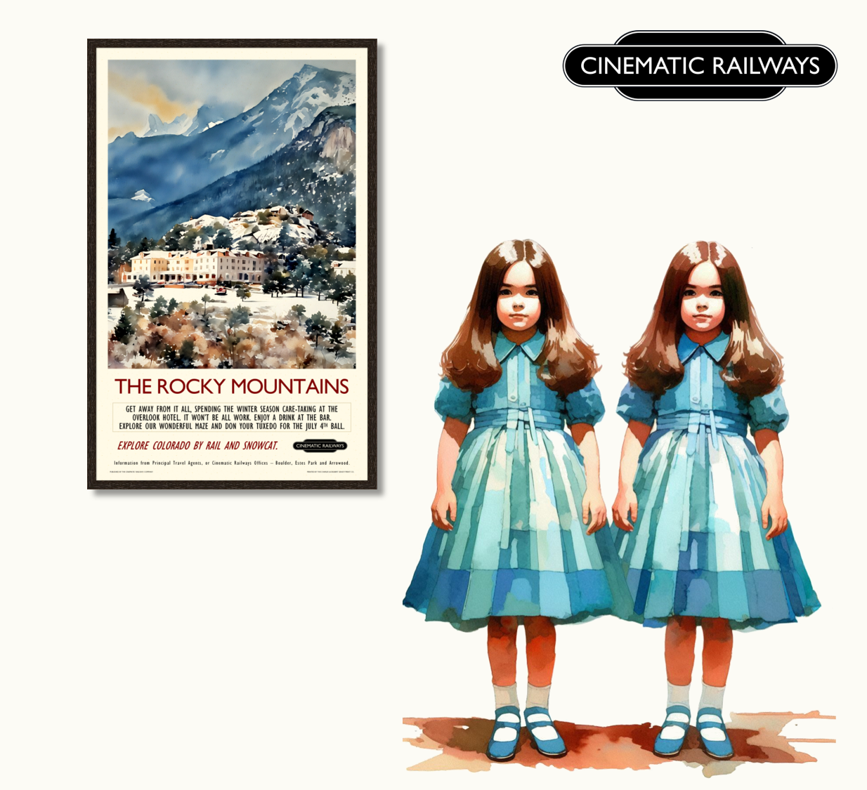 The Rocky Mountains - a vintage travel poster inspired by your favourite film / movie - Cinematic Railways