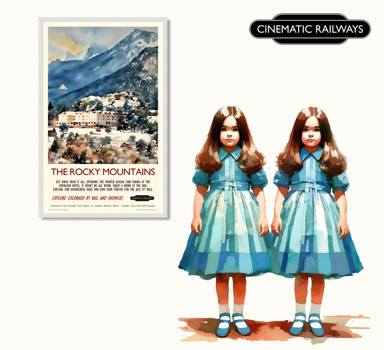 The Rocky Mountains - a vintage travel poster inspired by your favourite film / movie - Cinematic Railways