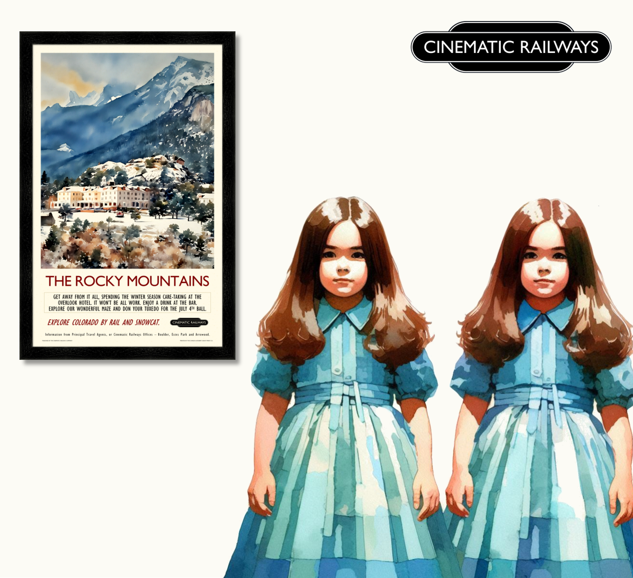 The Rocky Mountains - a vintage travel poster inspired by your favourite film / movie - Cinematic Railways