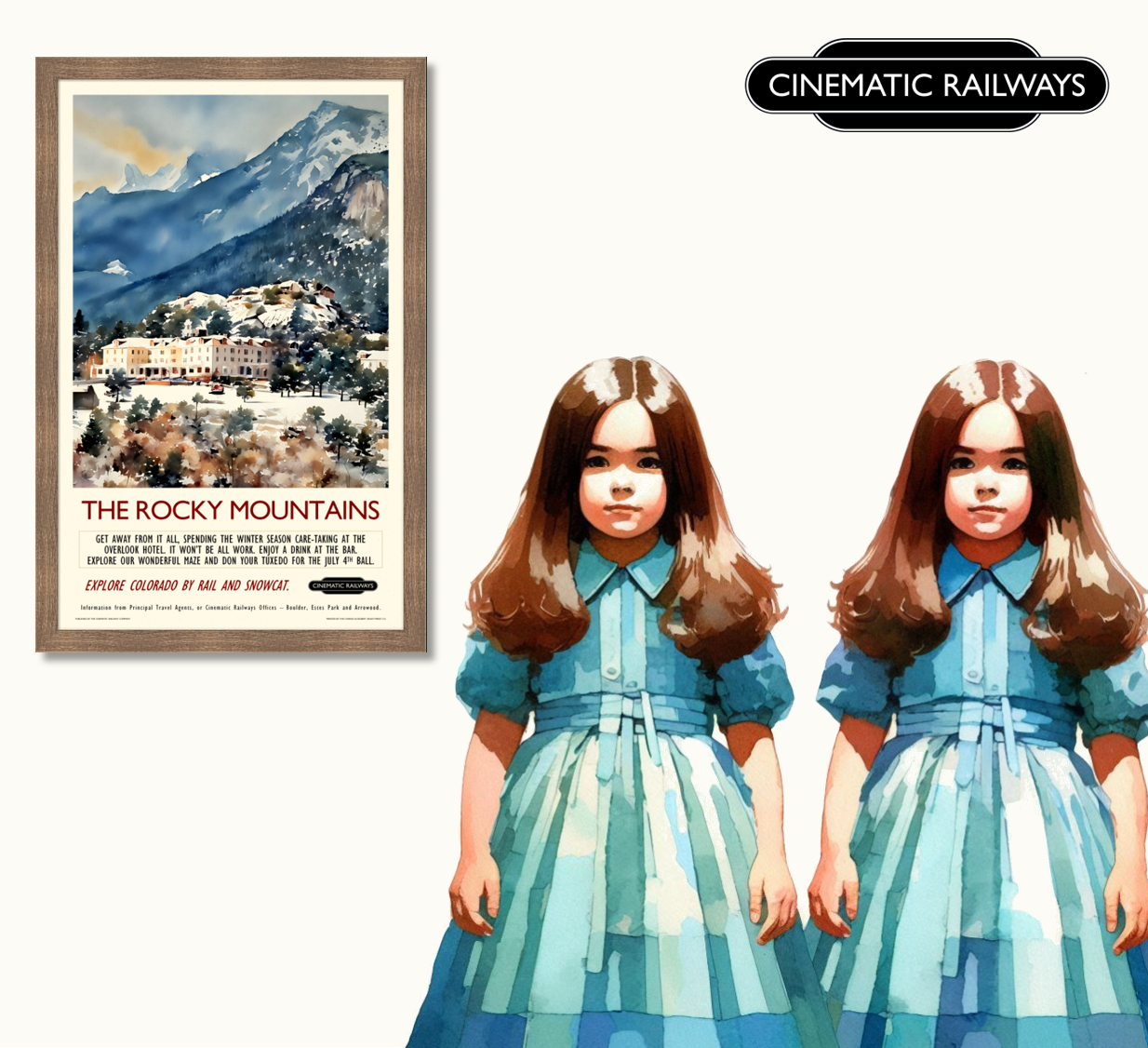 The Rocky Mountains - a vintage travel poster inspired by your favourite film / movie - Cinematic Railways